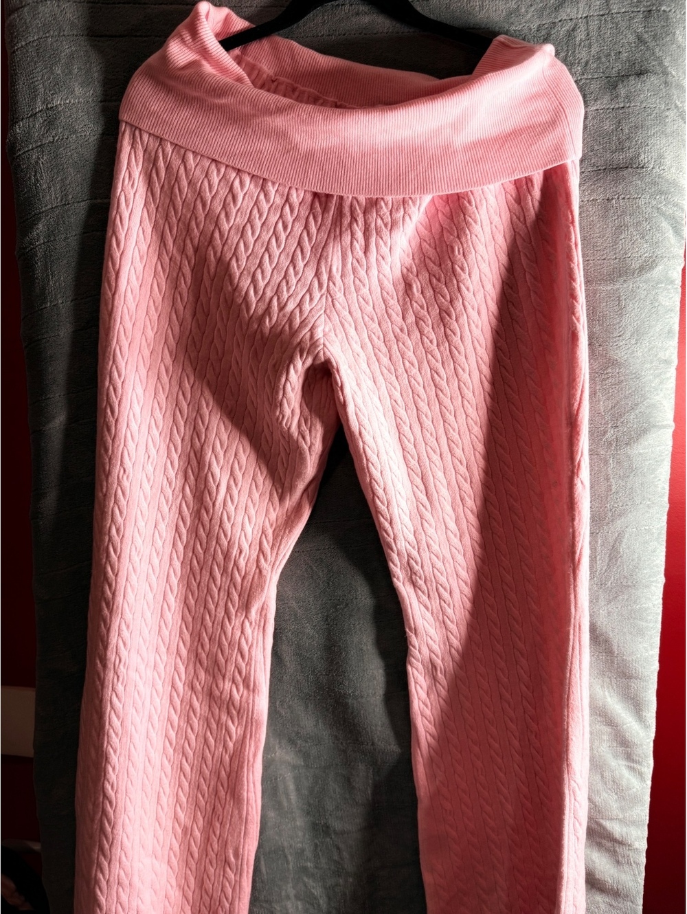 PINK x LoveShackFancy Knit Foldover Flare Pants XL Tulip NWT Limited Edition